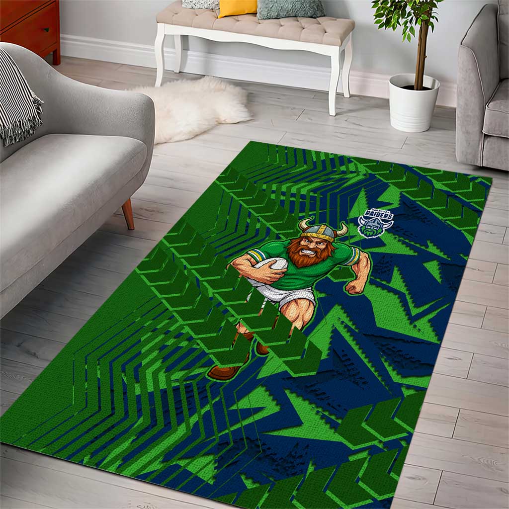 Canberra Raiders Rugby Area Rug Fierce Mascot Geometric Tribal Art