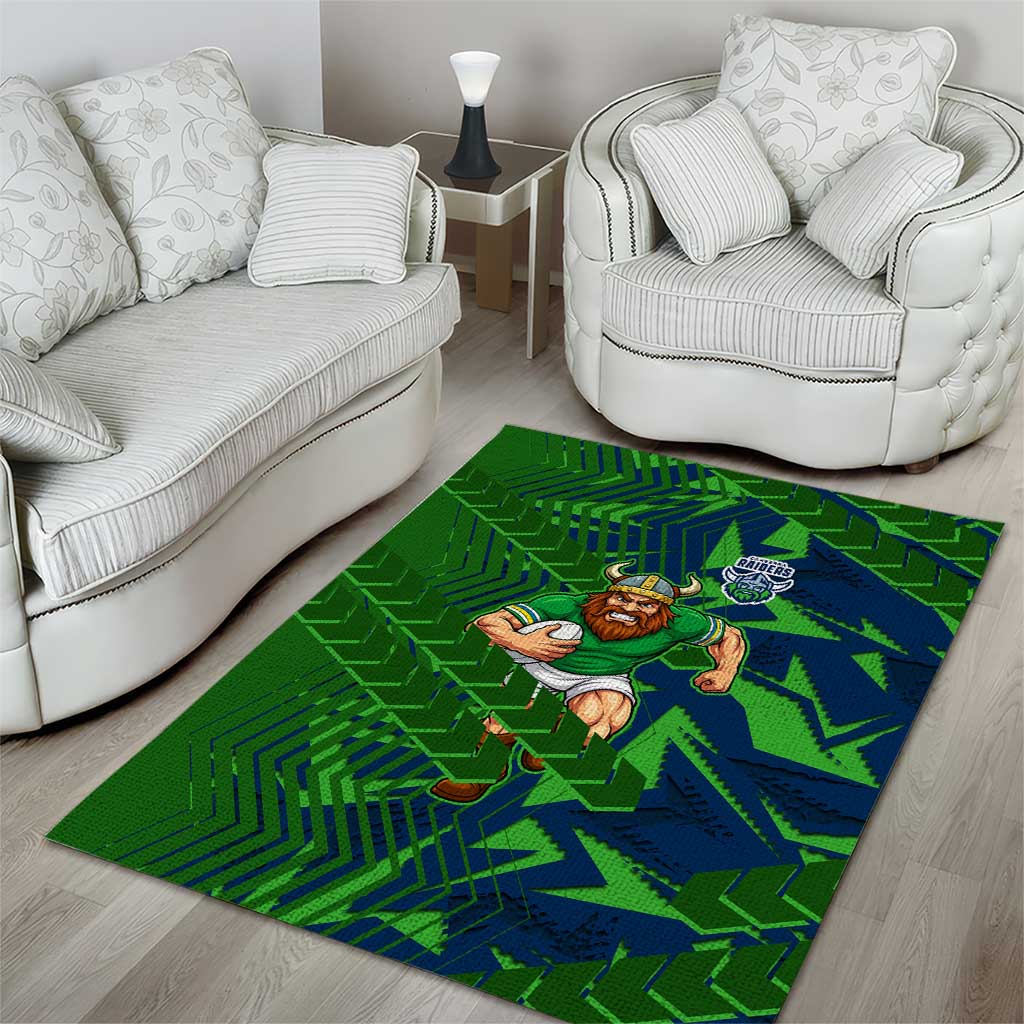 Canberra Raiders Rugby Area Rug Fierce Mascot Geometric Tribal Art