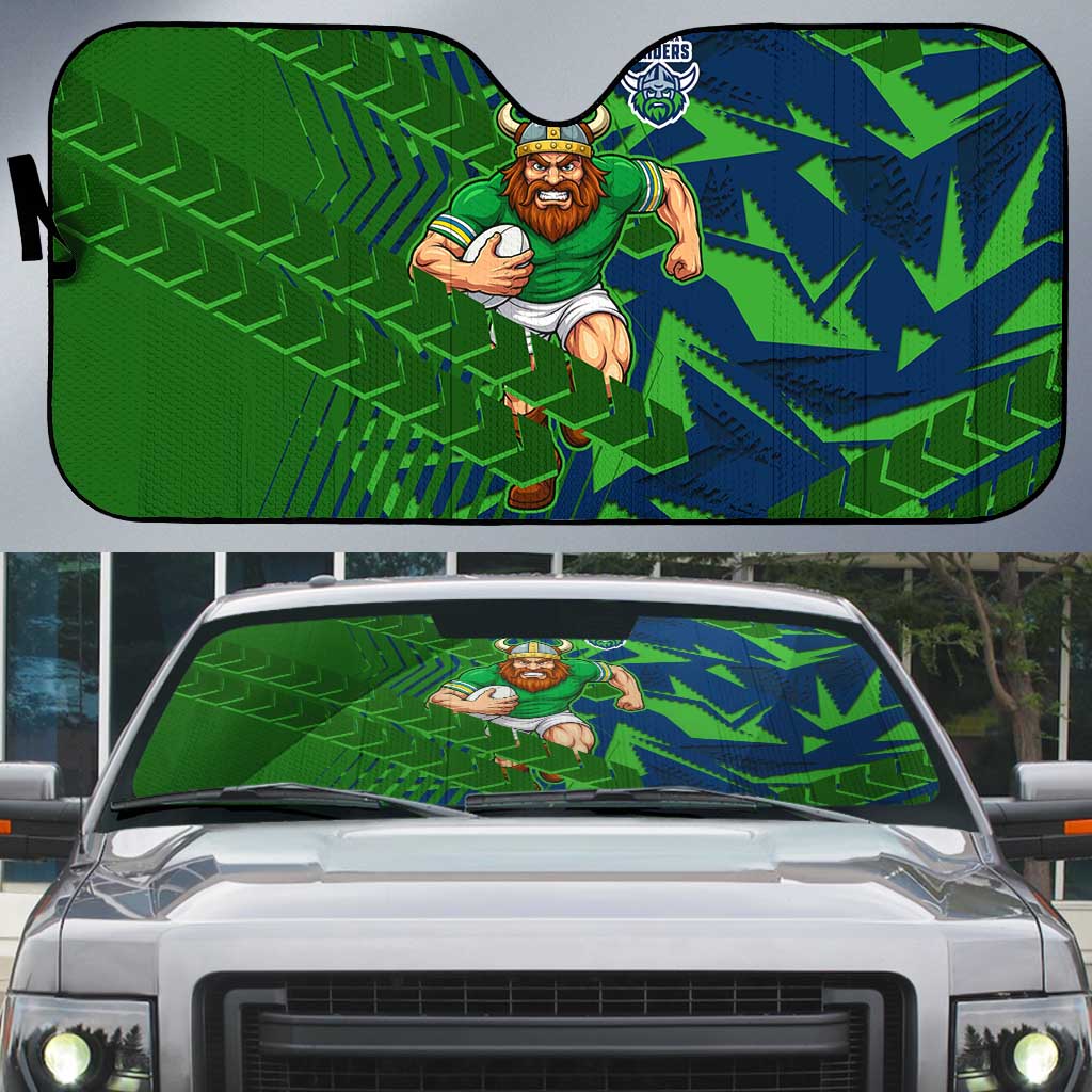 Canberra Raiders Rugby Auto Sun Shade Fierce Mascot Geometric Tribal Art
