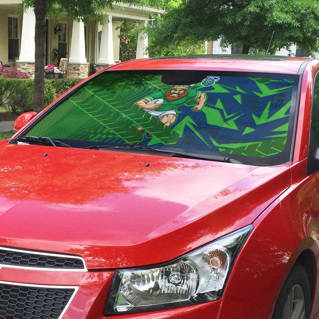 Canberra Raiders Rugby Auto Sun Shade Fierce Mascot Geometric Tribal Art