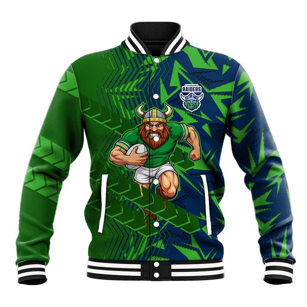 Canberra Raiders Rugby Baseball Jacket Fierce Mascot Geometric Tribal Art