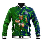 Canberra Raiders Rugby Baseball Jacket Fierce Mascot Geometric Tribal Art