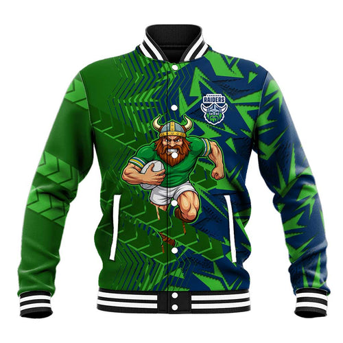 Canberra Raiders Rugby Baseball Jacket Fierce Mascot Geometric Tribal Art