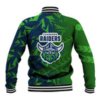 Canberra Raiders Rugby Baseball Jacket Fierce Mascot Geometric Tribal Art