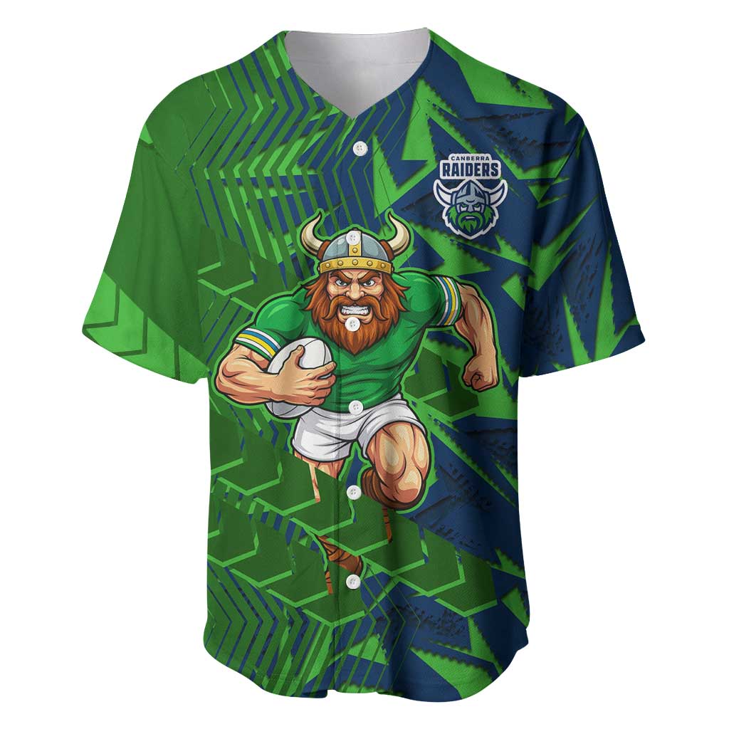 Canberra Raiders Rugby Baseball Jersey Fierce Mascot Geometric Tribal Art