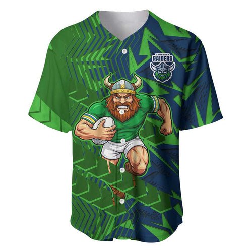 Canberra Raiders Rugby Baseball Jersey Fierce Mascot Geometric Tribal Art
