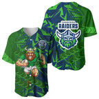Canberra Raiders Rugby Baseball Jersey Fierce Mascot Geometric Tribal Art