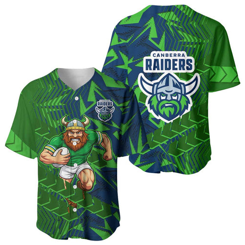 Canberra Raiders Rugby Baseball Jersey Fierce Mascot Geometric Tribal Art
