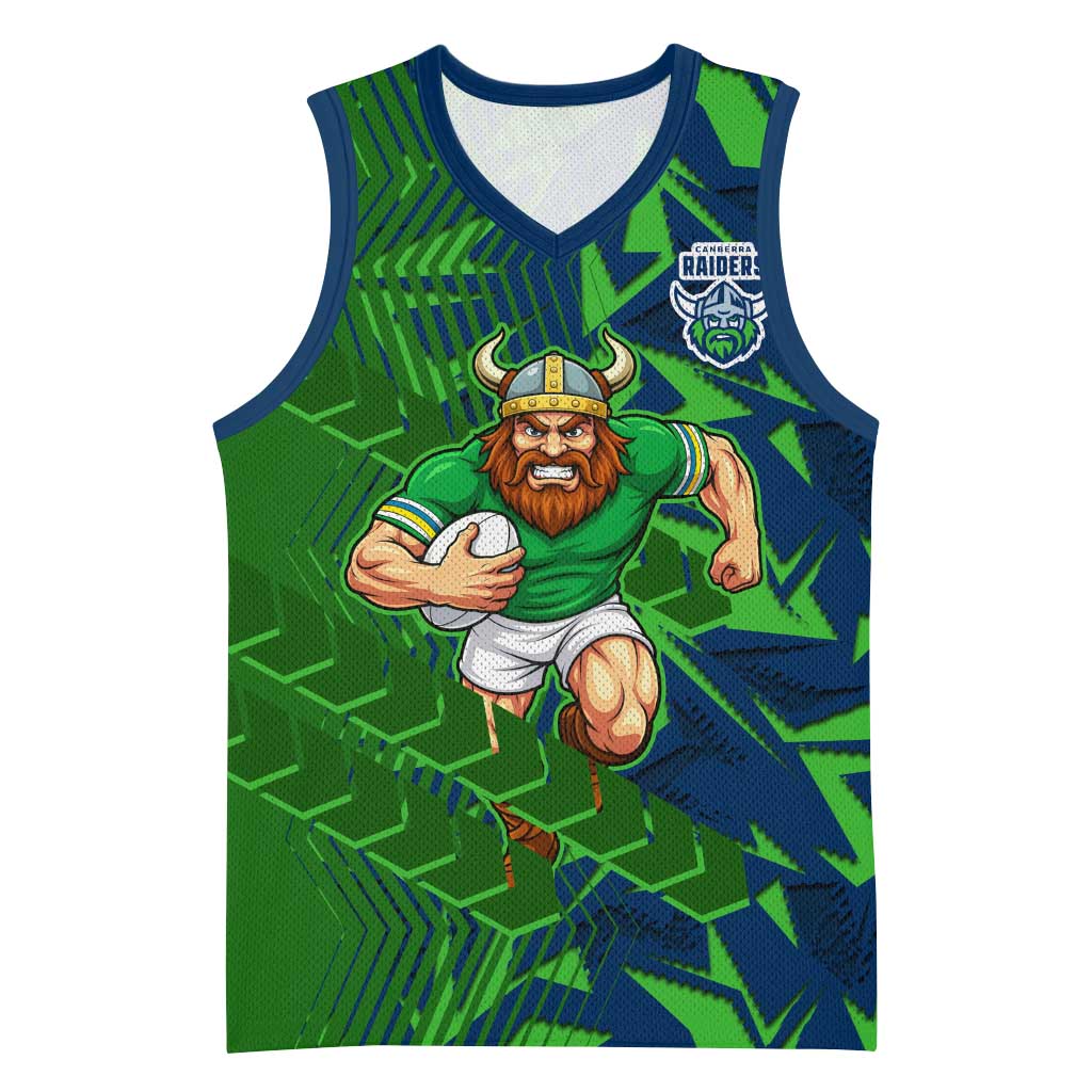 Canberra Raiders Rugby Basketball Jersey Fierce Mascot Geometric Tribal Art