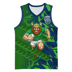 Canberra Raiders Rugby Basketball Jersey Fierce Mascot Geometric Tribal Art
