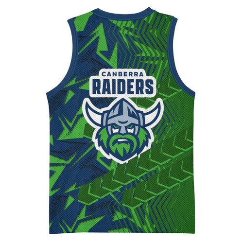 Canberra Raiders Rugby Basketball Jersey Fierce Mascot Geometric Tribal Art