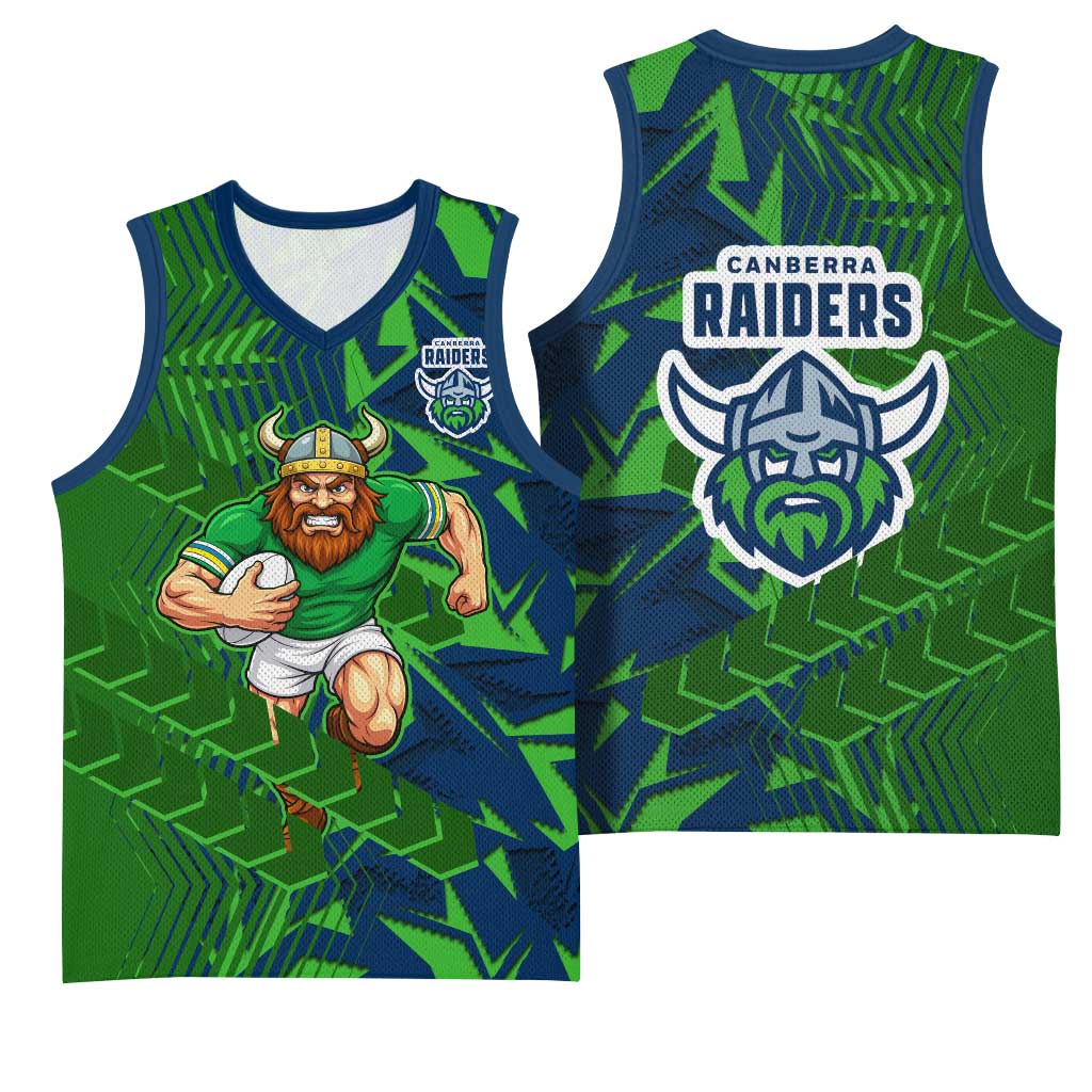 Canberra Raiders Rugby Basketball Jersey Fierce Mascot Geometric Tribal Art