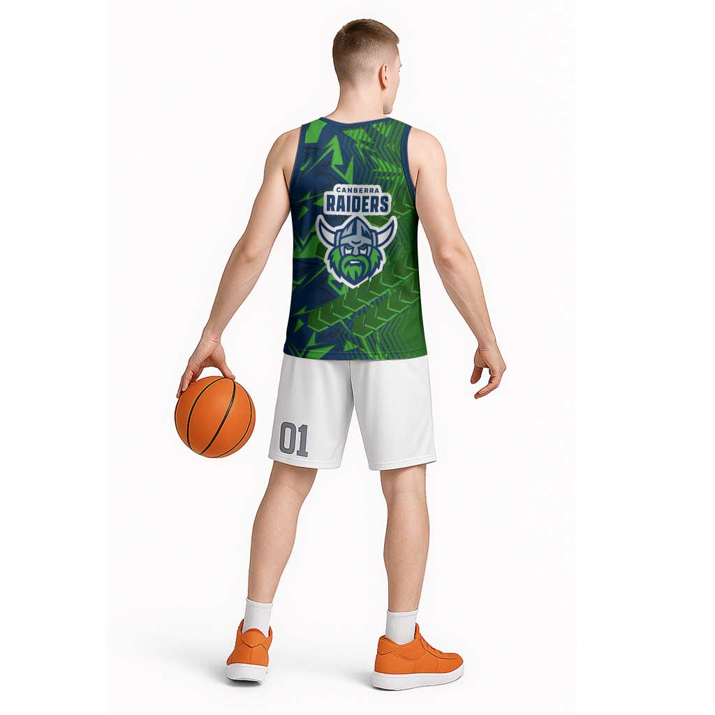 Canberra Raiders Rugby Basketball Jersey Fierce Mascot Geometric Tribal Art
