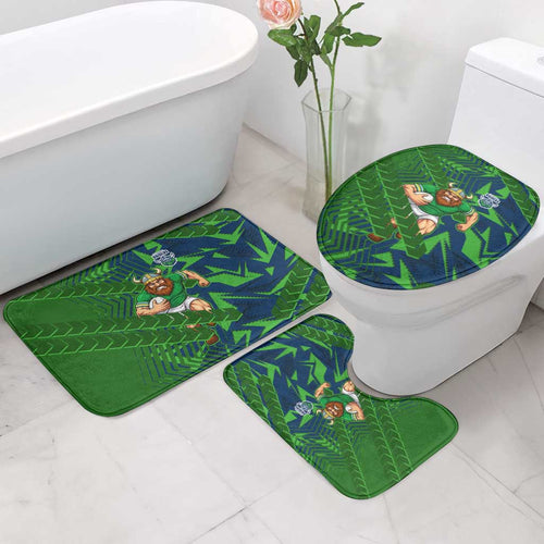 Canberra Raiders Rugby Bathroom Set Fierce Mascot Geometric Tribal Art