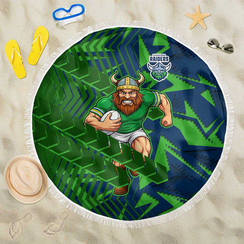 Canberra Raiders Rugby Beach Blanket Fierce Mascot Geometric Tribal Art