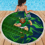 Canberra Raiders Rugby Beach Blanket Fierce Mascot Geometric Tribal Art