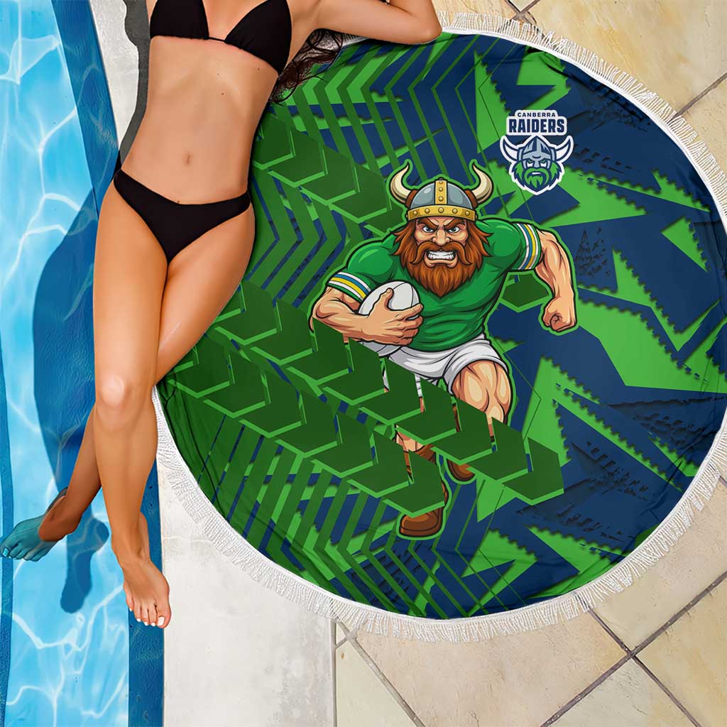 Canberra Raiders Rugby Beach Blanket Fierce Mascot Geometric Tribal Art