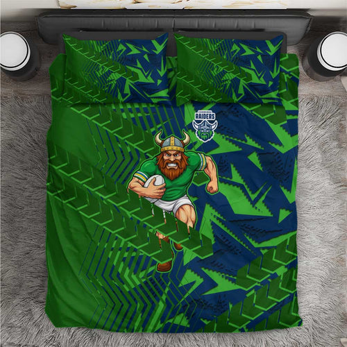Canberra Raiders Rugby Bedding Set Fierce Mascot Geometric Tribal Art