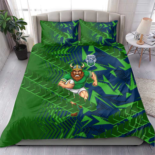 Canberra Raiders Rugby Bedding Set Fierce Mascot Geometric Tribal Art