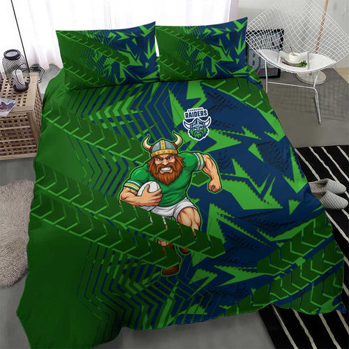 Canberra Raiders Rugby Bedding Set Fierce Mascot Geometric Tribal Art