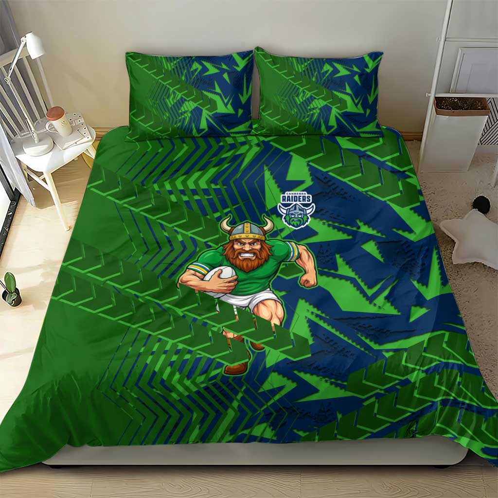 Canberra Raiders Rugby Bedding Set Fierce Mascot Geometric Tribal Art