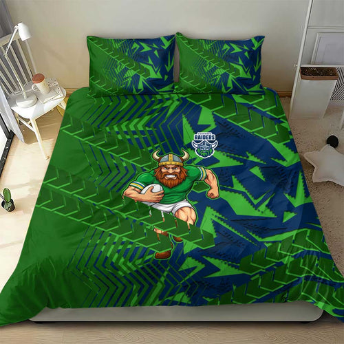 Canberra Raiders Rugby Bedding Set Fierce Mascot Geometric Tribal Art