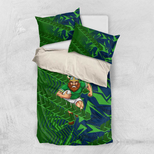 Canberra Raiders Rugby Bedding Set Fierce Mascot Geometric Tribal Art