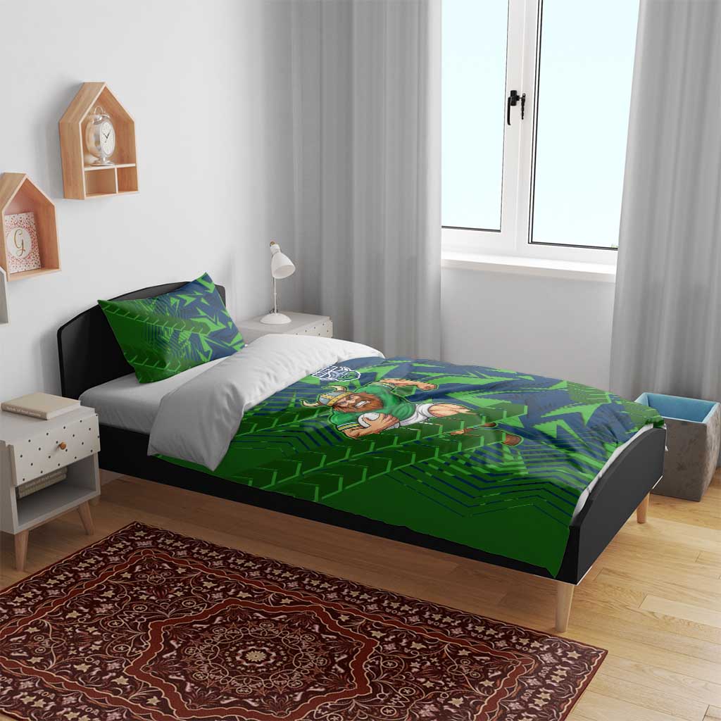 Canberra Raiders Rugby Bedding Set Fierce Mascot Geometric Tribal Art
