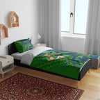 Canberra Raiders Rugby Bedding Set Fierce Mascot Geometric Tribal Art