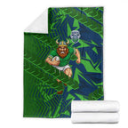 Canberra Raiders Rugby Blanket Fierce Mascot Geometric Tribal Art
