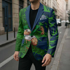 Canberra Raiders Rugby Blazer Fierce Mascot Geometric Tribal Art