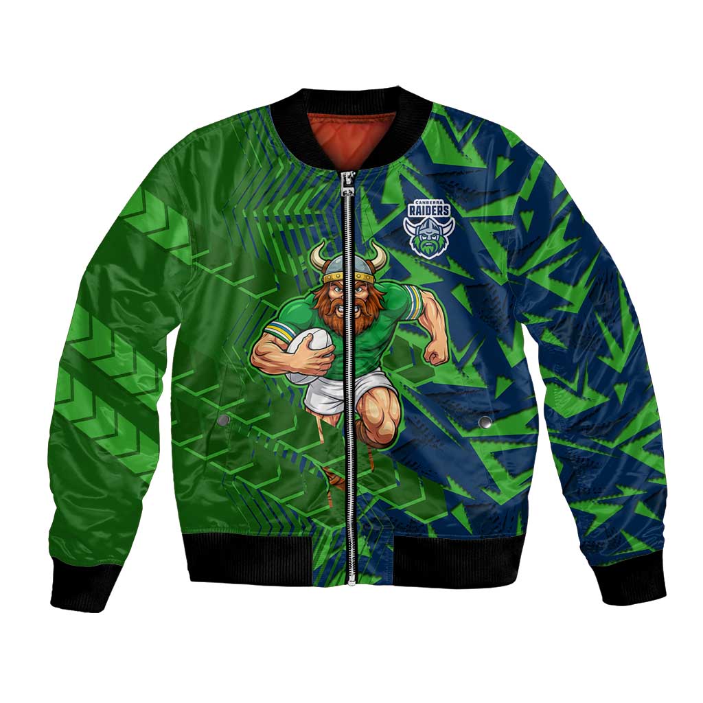 Canberra Raiders Rugby Bomber Jacket Fierce Mascot Geometric Tribal Art