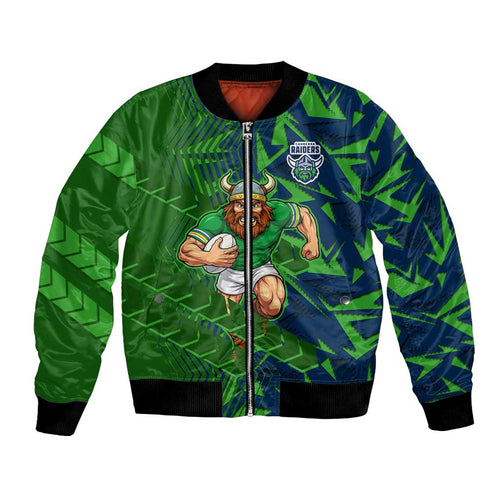 Canberra Raiders Rugby Bomber Jacket Fierce Mascot Geometric Tribal Art