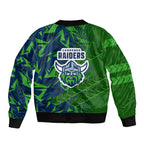 Canberra Raiders Rugby Bomber Jacket Fierce Mascot Geometric Tribal Art