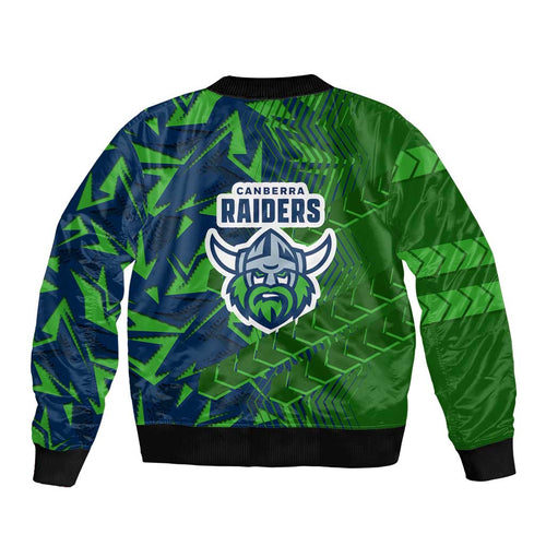 Canberra Raiders Rugby Bomber Jacket Fierce Mascot Geometric Tribal Art