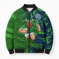 Canberra Raiders Rugby Bomber Puffer Jacket Fierce Mascot Geometric Tribal Art