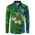 Canberra Raiders Rugby Button Sweatshirt Fierce Mascot Geometric Tribal Art