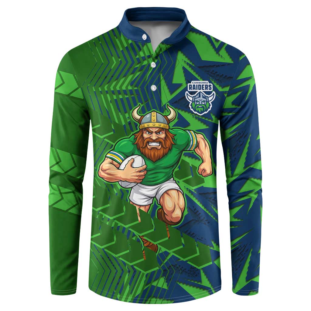 Canberra Raiders Rugby Button Sweatshirt Fierce Mascot Geometric Tribal Art