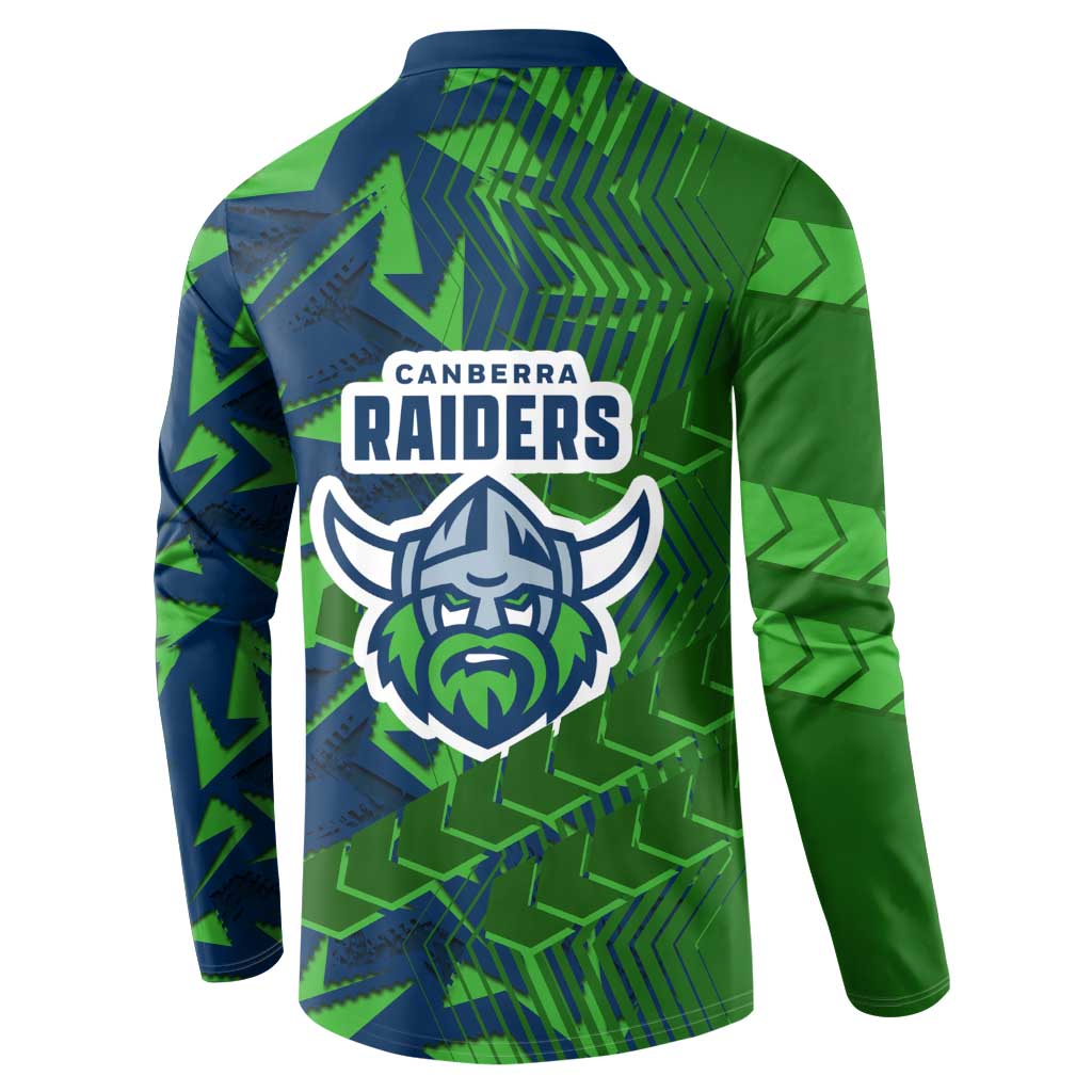 Canberra Raiders Rugby Button Sweatshirt Fierce Mascot Geometric Tribal Art