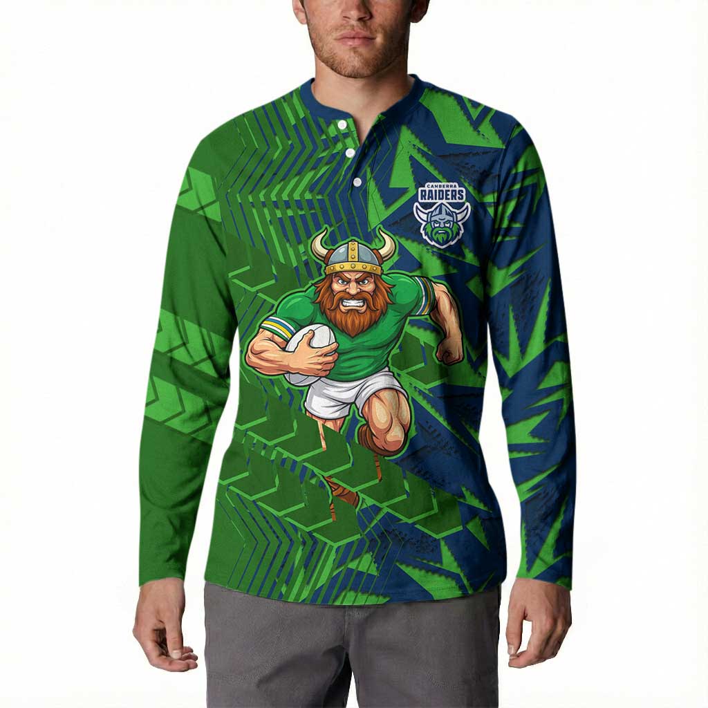 Canberra Raiders Rugby Button Sweatshirt Fierce Mascot Geometric Tribal Art