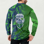 Canberra Raiders Rugby Button Sweatshirt Fierce Mascot Geometric Tribal Art
