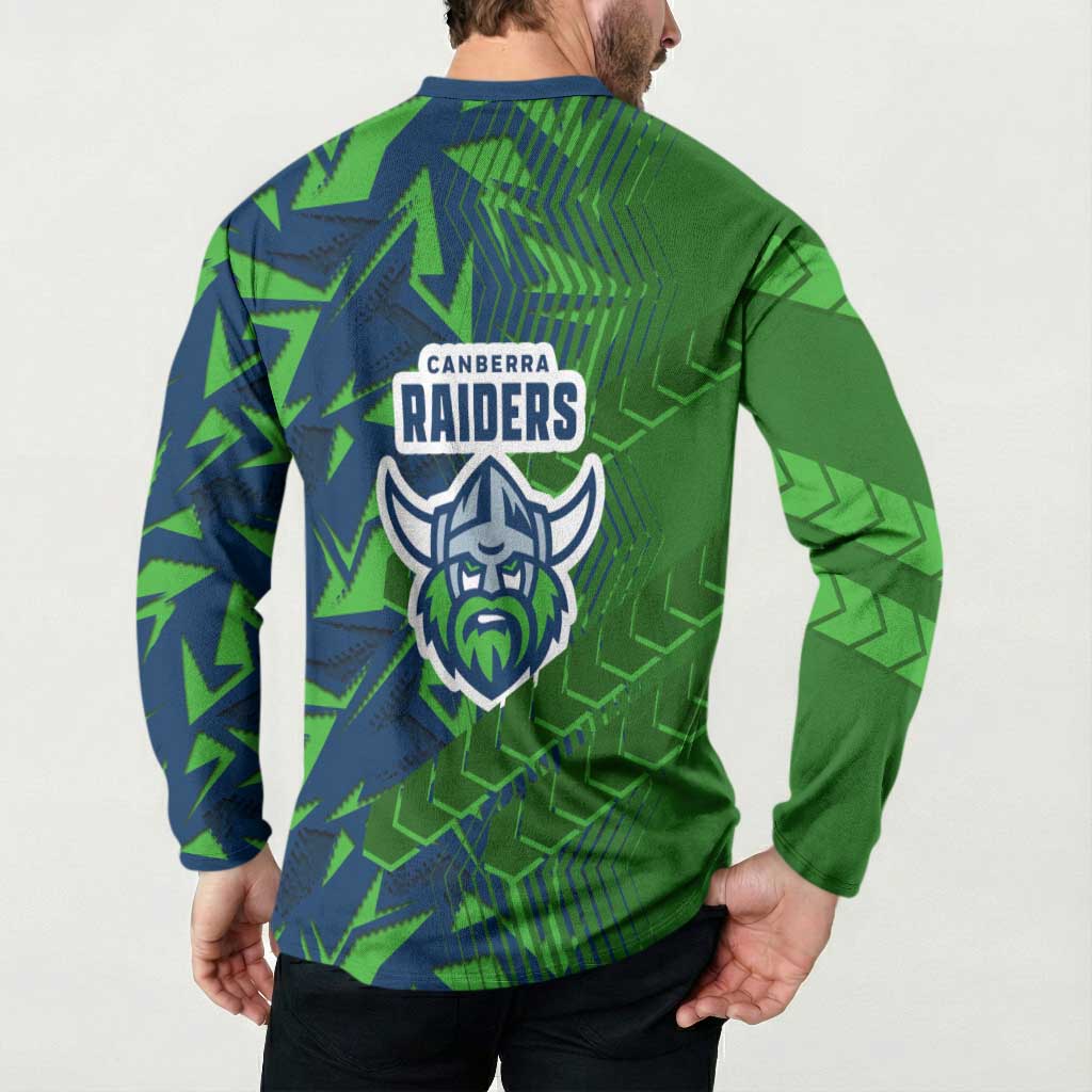 Canberra Raiders Rugby Button Sweatshirt Fierce Mascot Geometric Tribal Art
