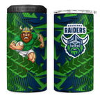 Canberra Raiders Rugby 4 in 1 Can Cooler Tumbler Fierce Mascot Geometric Tribal Art