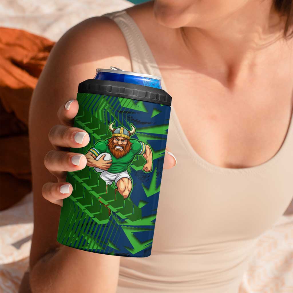 Canberra Raiders Rugby 4 in 1 Can Cooler Tumbler Fierce Mascot Geometric Tribal Art