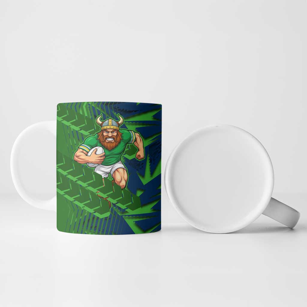 Canberra Raiders Rugby Ceramic Mug Fierce Mascot Geometric Tribal Art