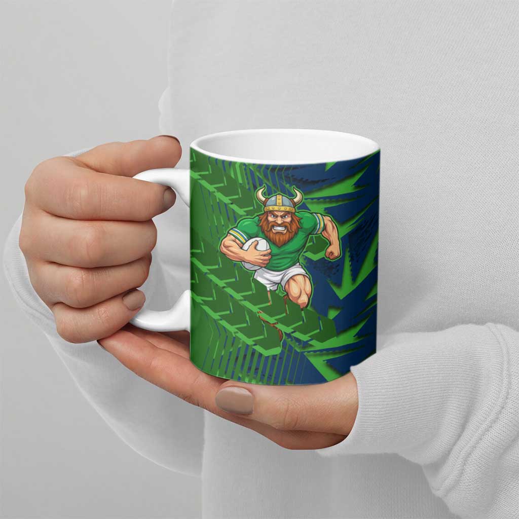 Canberra Raiders Rugby Ceramic Mug Fierce Mascot Geometric Tribal Art