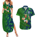 Canberra Raiders Rugby Couples Matching Summer Maxi Dress and Hawaiian Shirt Fierce Mascot Geometric Tribal Art