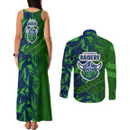 Canberra Raiders Rugby Couples Matching Tank Maxi Dress and Long Sleeve Button Shirt Fierce Mascot Geometric Tribal Art