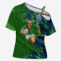 Canberra Raiders Rugby Cross Shoulder Shirt Fierce Mascot Geometric Tribal Art