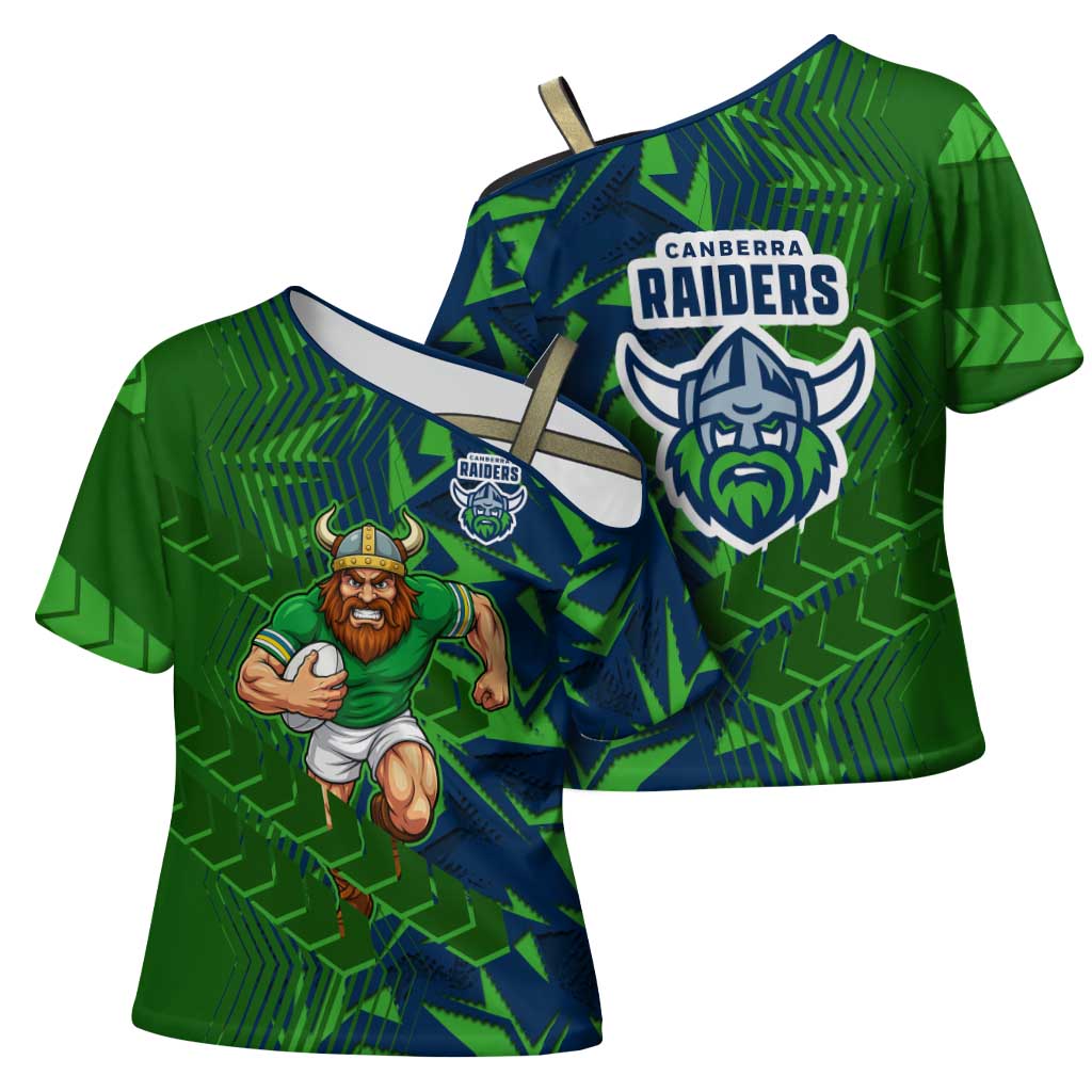 Canberra Raiders Rugby Cross Shoulder Shirt Fierce Mascot Geometric Tribal Art